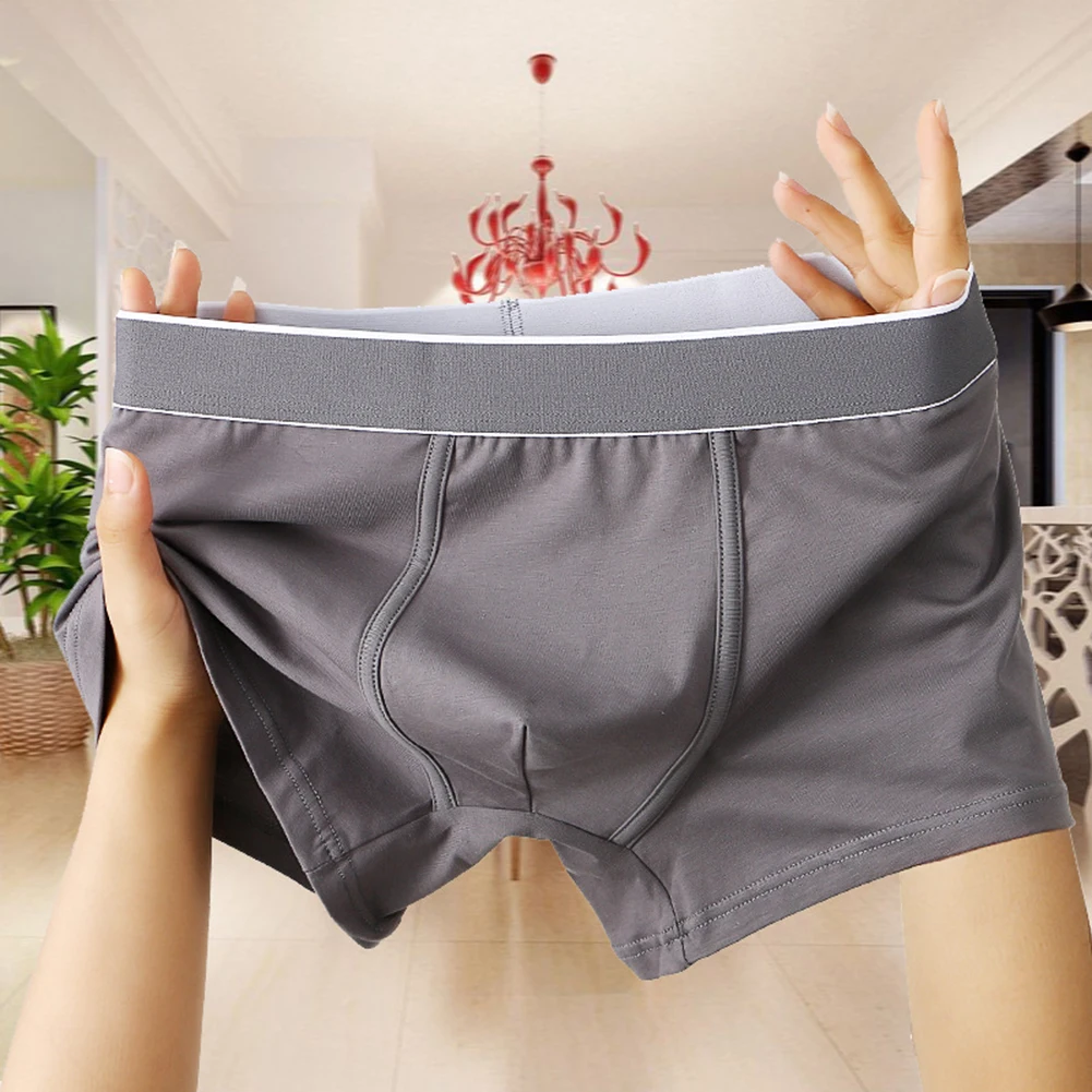 

Men Cotton Comfortable Soft Boxer Briefs Breathable Sweat Underpants Sexy Pouch Panties Mid-rise Elastic Solid Color Underwear