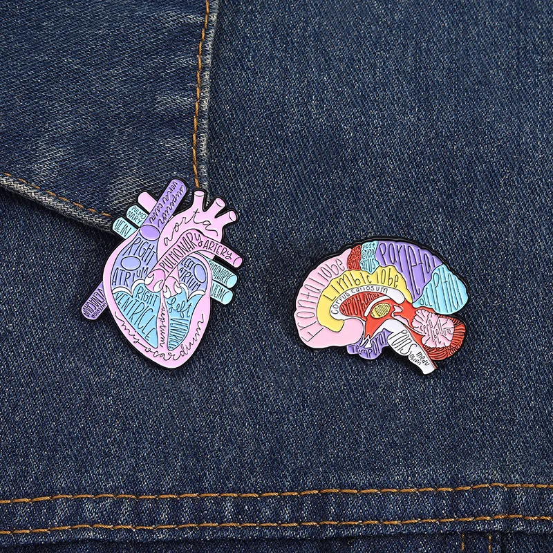 Cartoon Organ Heart Brain Shaped Badges, Clothing Backpacks Decorations Alloy Pins, Wholesale Accessories, Gifts for Friends