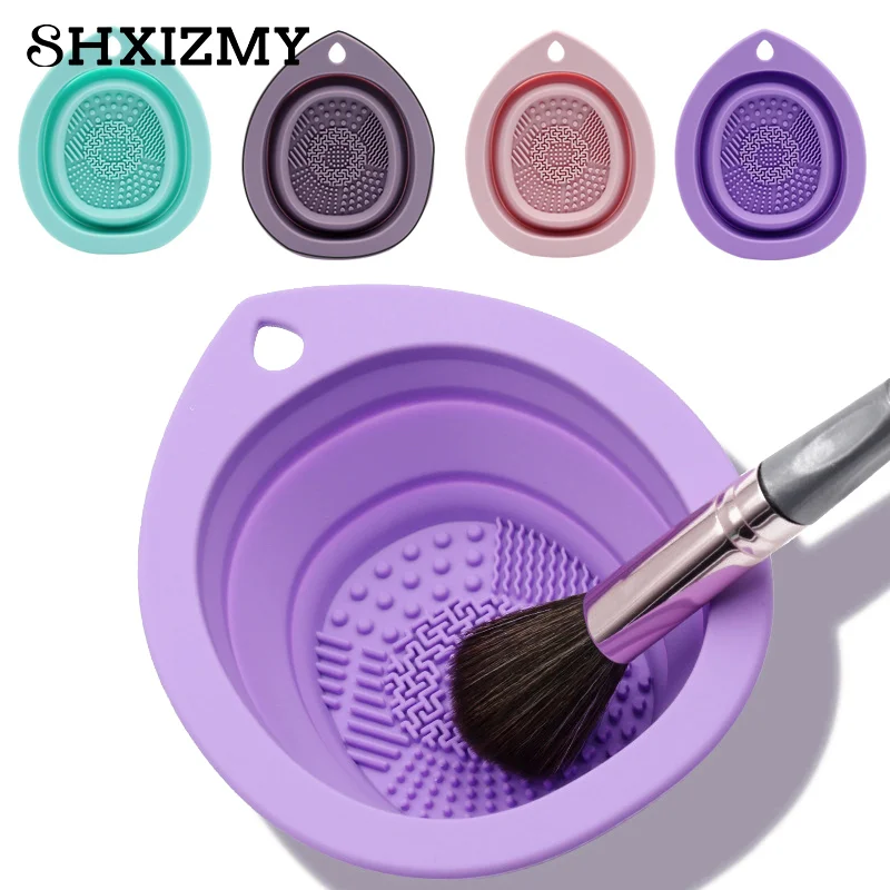 Siliconen Make-Up Borstel Reiniger Opvouwbare Poeder Puff Reinigingskom Oogschaduw Borstels Wassen Zachte Mat Beauty Tools Scrubber Doos