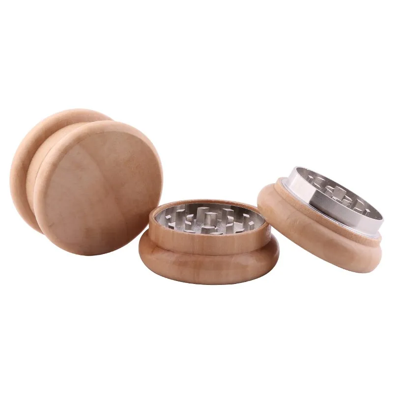 2 Layers 55mm  Spice Mill Zinc Alloy Wood Dry Herb Smoke Cigarette Accessories  Tobacco Grinder