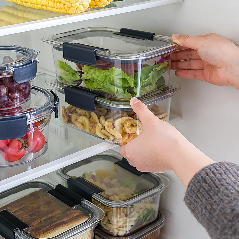 

Refrigerator Sealed Storage Box Food Containers Lunch Compartment Fresh-keeping Dustproof for Home Clear Crisper Portable