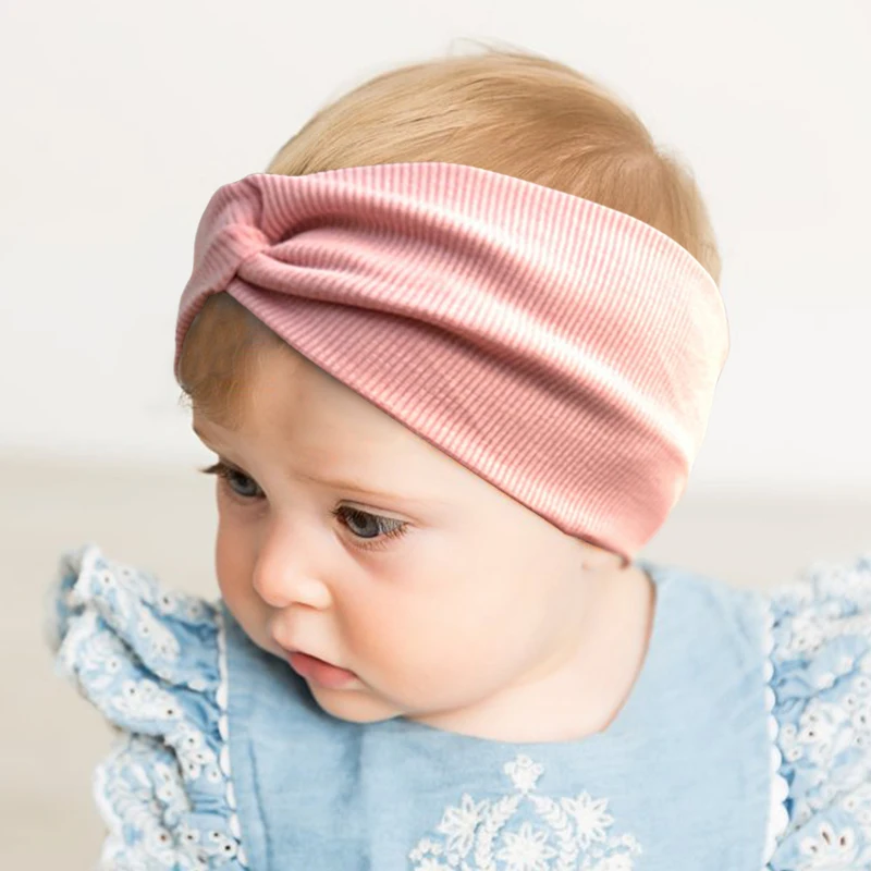 Cartoon Knotted Baby Headband Wide Elastic Turban Solid Color Baby Girl Headbands Kids Hair Accessories