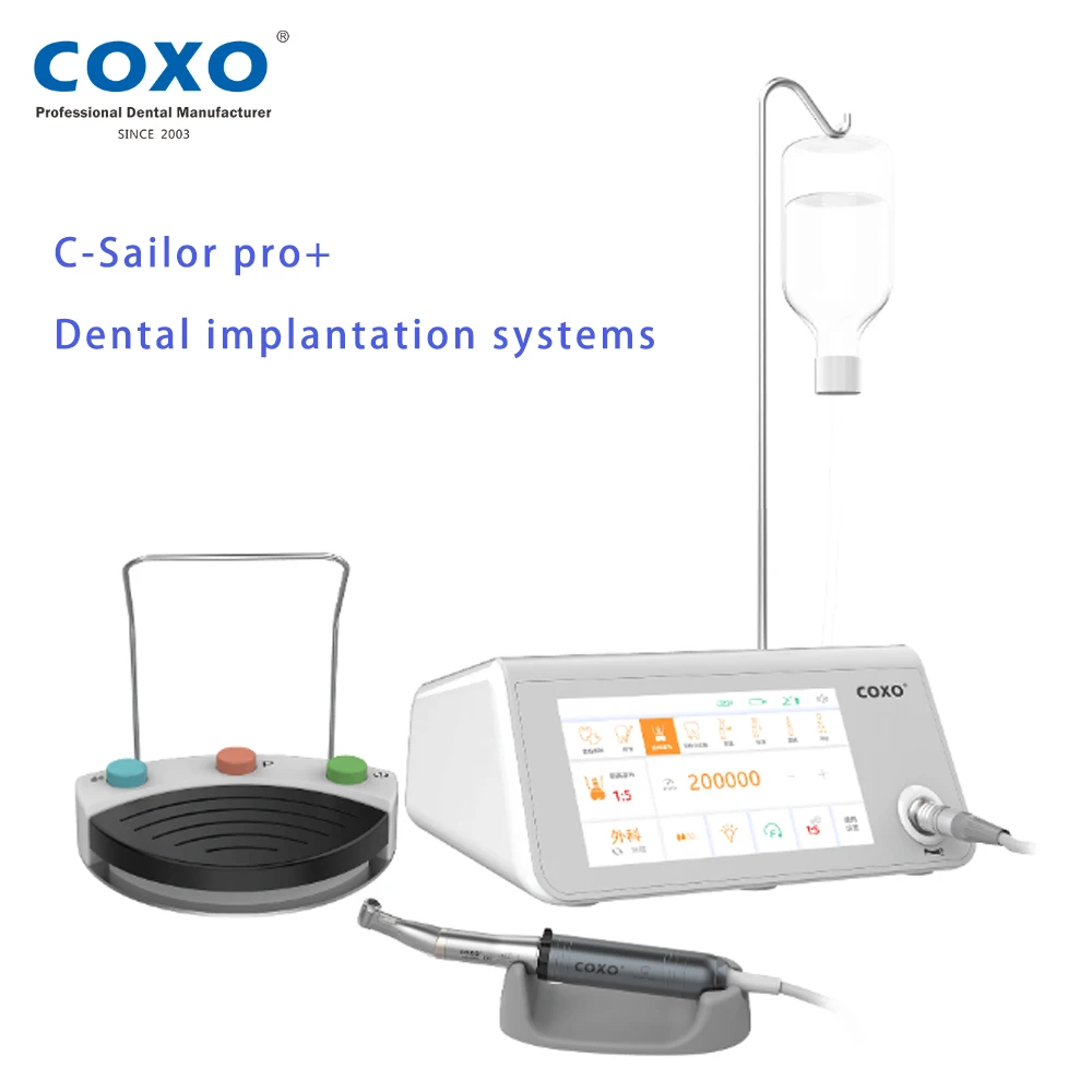 Systèmes d'implantation dentaire COXO C-Sailor pro+ avec pièce à main contre-angle 20:1, mode implant dentaire et mode chirurgie, moteur 2 en 1