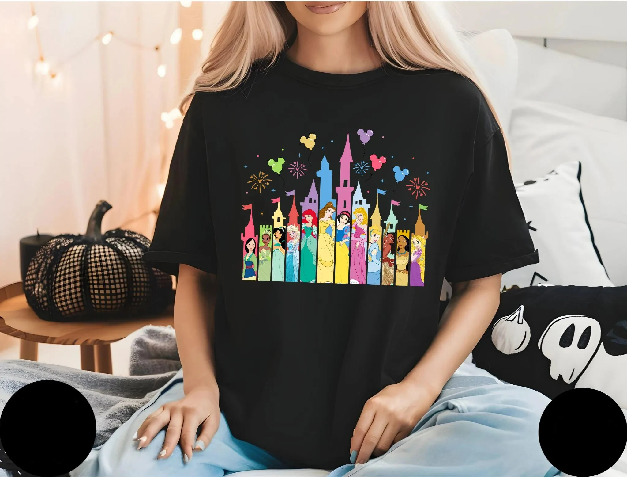 

Disney Princess Castle Summer Short Sleeved T-shirt Women's Girlfriends Fashionable And Casual Versatile Men's T-Shirt