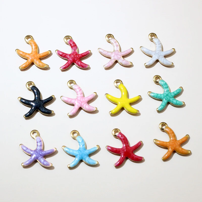 20pcs Stainless Steel Enamel Seahorse/Starfish Small Charms Pendant DIY Jewelry Making Accessories for Necklace Earring Bracelet