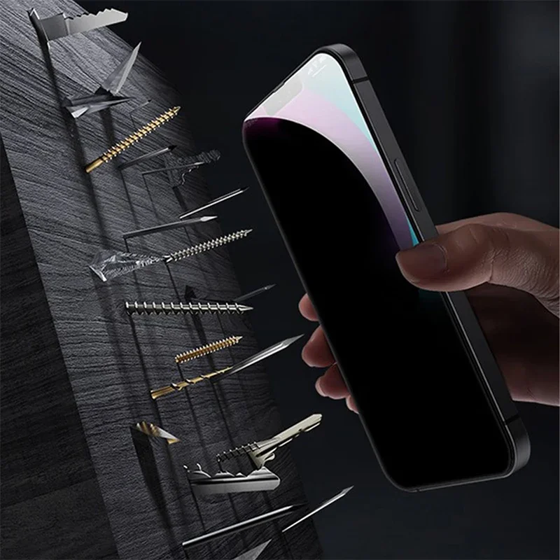 Pelindung layar Privasi, 5 buah pelindung layar Privasi untuk iPhone 14 Pro Max 14 Plus Anti-Spy Glass untuk iPhone 13 15 12 11 Pro Max 13 Tempered Glass Mini