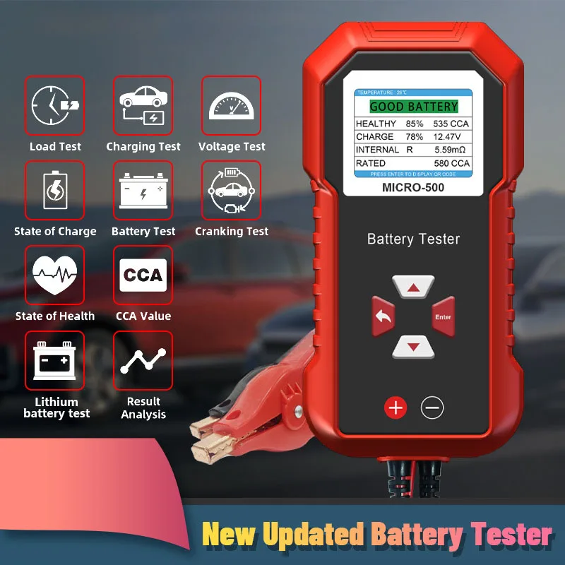 MICRO-500 12V Battery Tester Internal Resistance Analyzer For Automotive Circuit Diagnosis SOH SOC Cold Cranking Amps Charging S