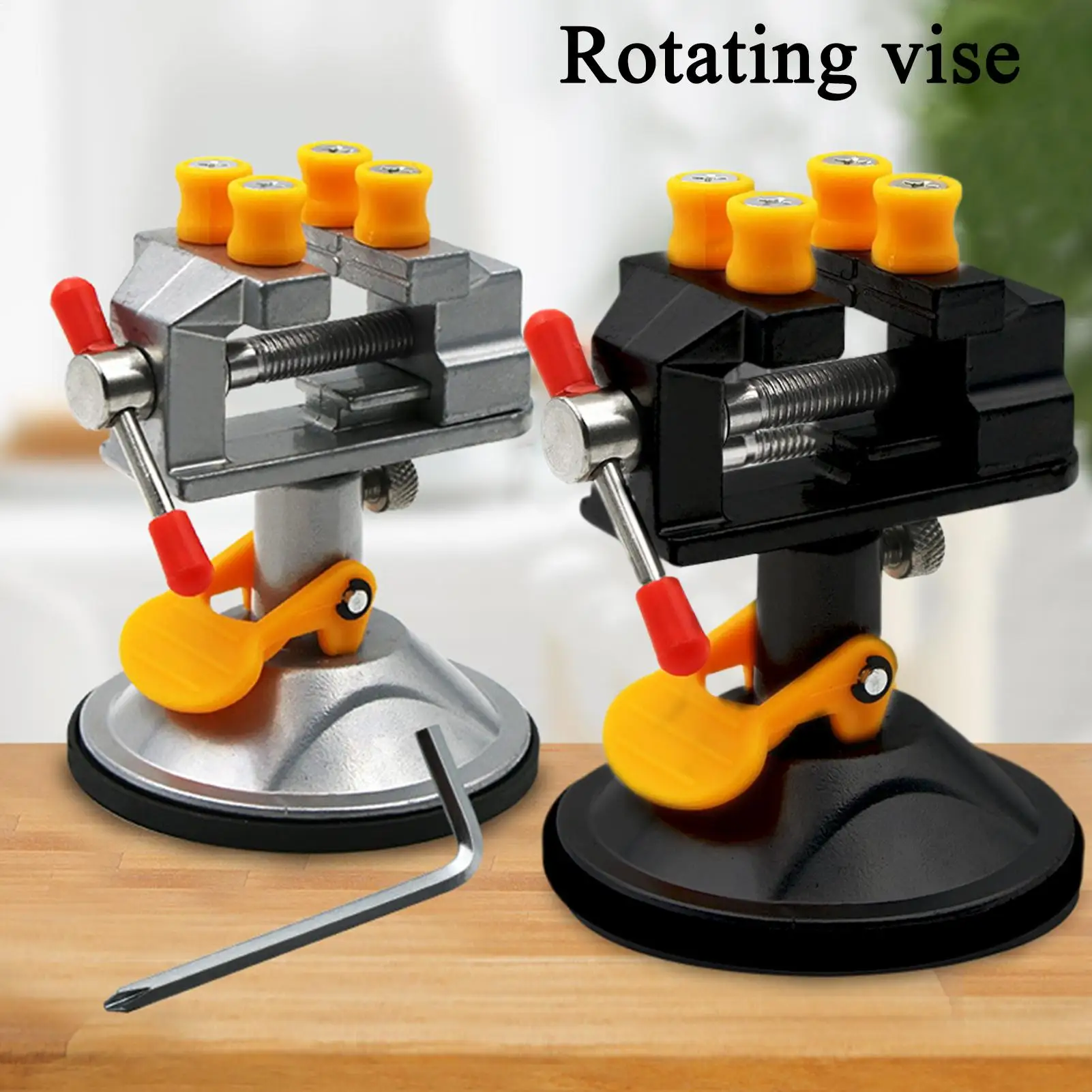Drill Press Vise 360 Degrees Rotation Adjustable Bench Vise 360 Degree Rotating Table Clamp Adjustable Aluminum Alloy Carving