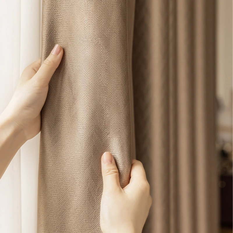 

Simple Full Blackout Drapes Modern Living Room Drape Large Area Floor-to-ceiling Window Curtain Home Bedroom Soundproof Curtains