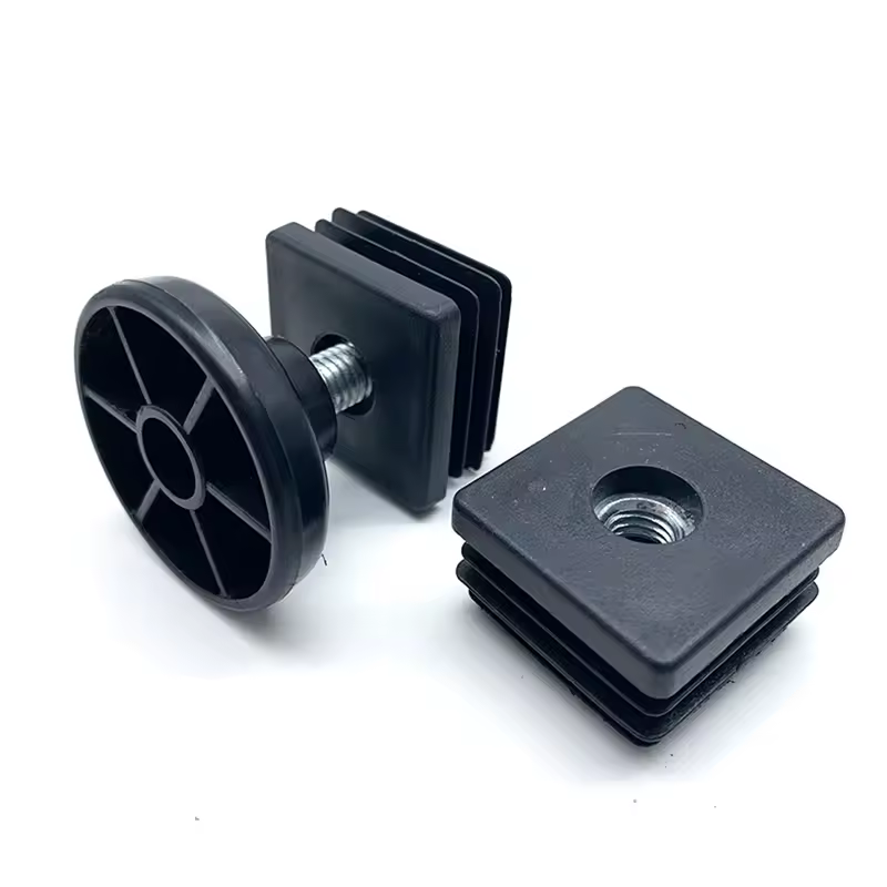 4Pcs Adjustable Furniture Feet And Square/Rectangular Tube Plug With Nuts Black Sofa Chair Table Leveler Legs For Furniture - Image 4