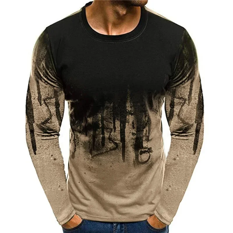 2026 New Autumn and Winter Men's Camouflage Pattern T-Shirt, 3D Printed T-Shirt, Autumn Casual Long Sleeved, Wide Round Neck view 3