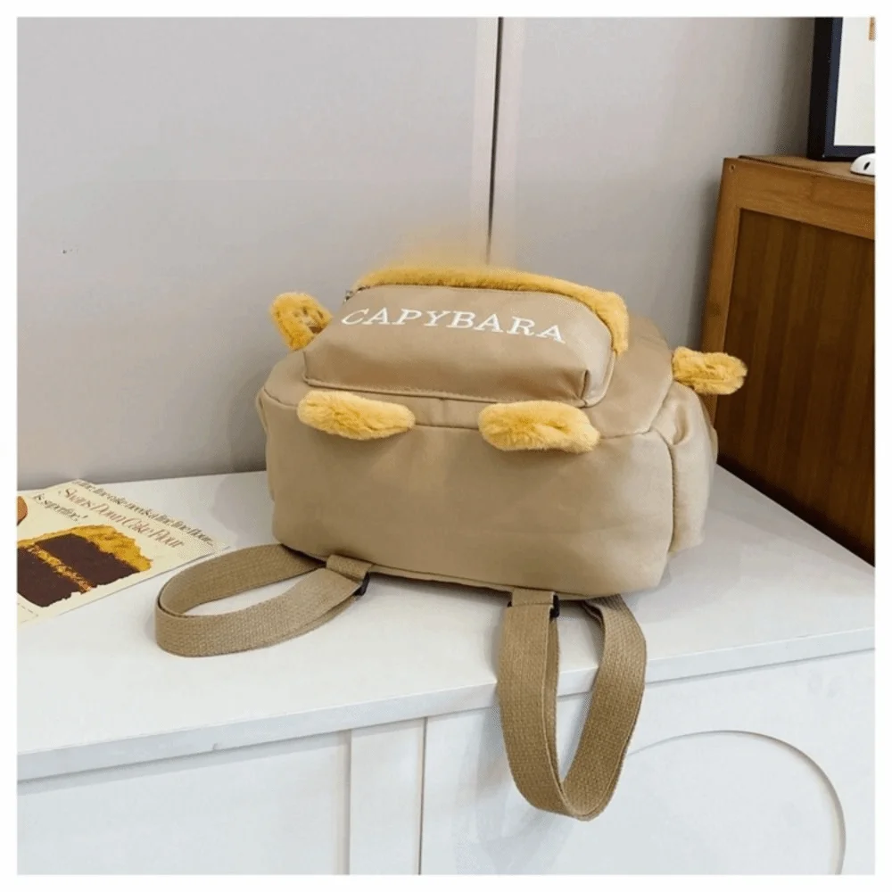 Borsa per porcellino d'India Zaino per capibara Borsa a tracolla per cartoni animati di grande capacità in cotone Borsa per capibara carina Donna Lady Girl