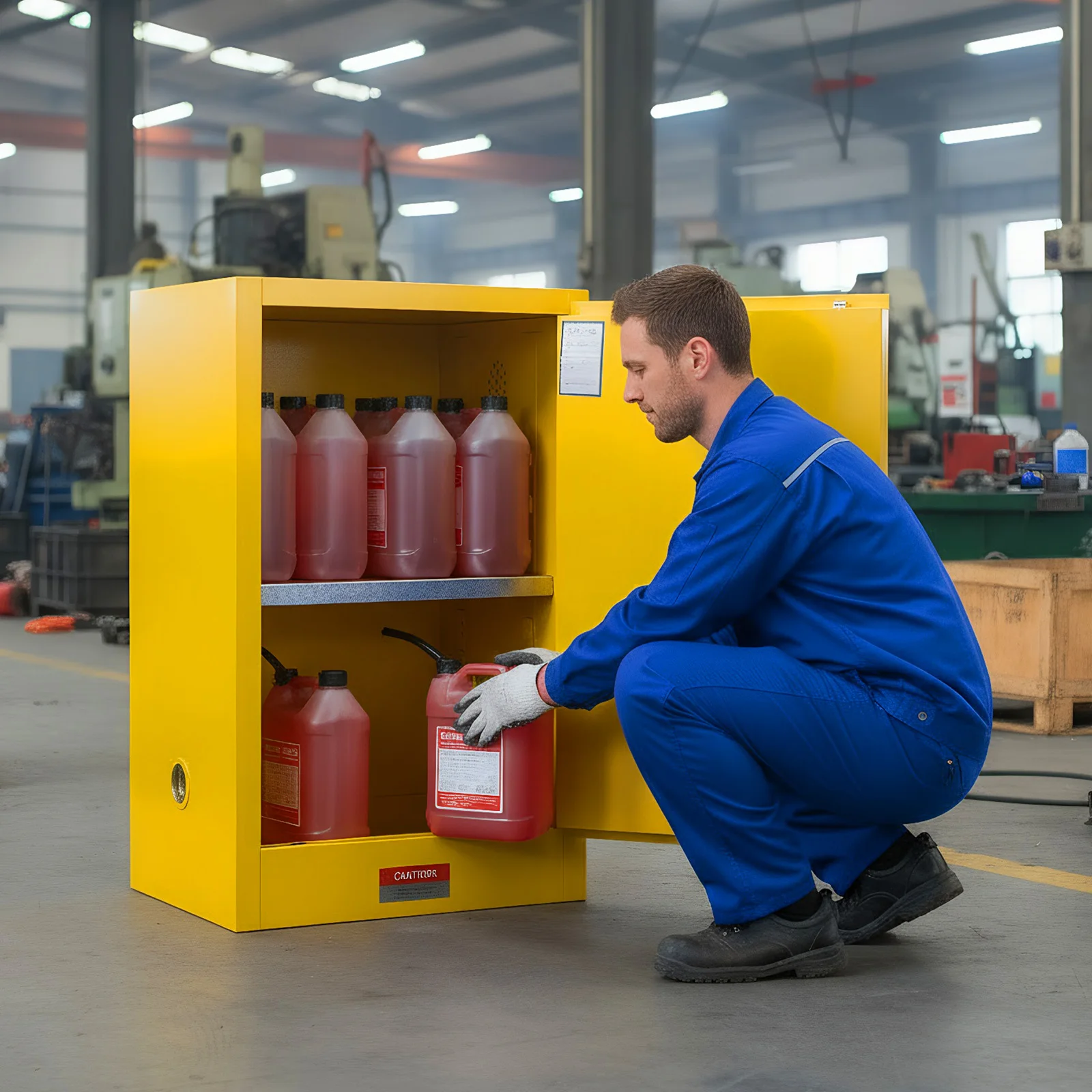 

12 Gallon Chemical Fireproof Cabinet 22.8in W X 18.1in D X 35in H F﻿lammable Liquid Storage Cabinet Steel for Industry and Home