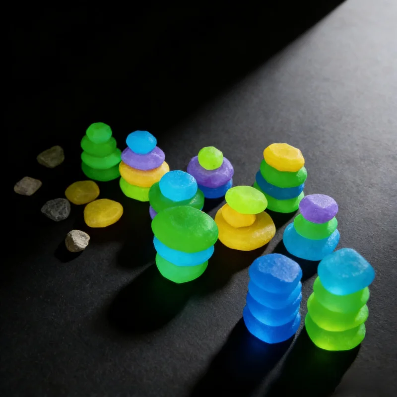 Piedra fluorescente apilada, piedra luminosa, 7 Uds., 315g, jardín, patio, acuario, pecera con paisaje de iluminación, juguete para niños Bui