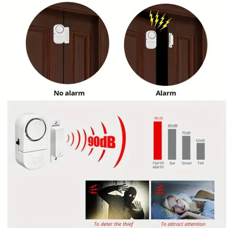 Door Window Burglar Alarm Sensor Wireless Magnetic Control Alarm Home Anti-theft Security Alarm System Door Open Detectors