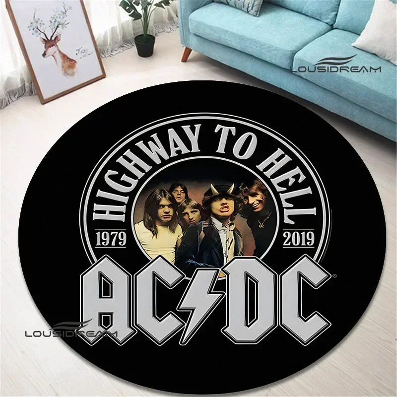 Rock band AC/DC retro printed round carpet bedroom beautiful carpet non -slip door pad floor mats area rug birthday gift