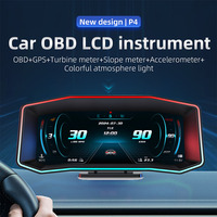 P4 Car HUD GPS+OBD2 Head Up Display Smart Digital Speedometer inclinometro 4X4 Tachometer Slope Meter Turbo Meter Accelerometer