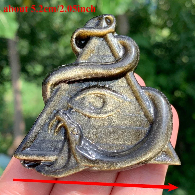 1 قطعة عين كوارتز سبج ذهبي طبيعي مع عين بروفيدنس وتماثيل ثعبان ، كوارتز كريستال ، هدية كريستال لتزيين المنزل