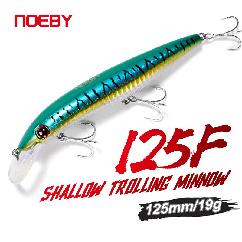 Noeby Minnow Fishing Lure 125mm 19g Shallow Floating Trolling Minnow New Artificial Hard Bait Chile Seabass Shore Fishing Lures