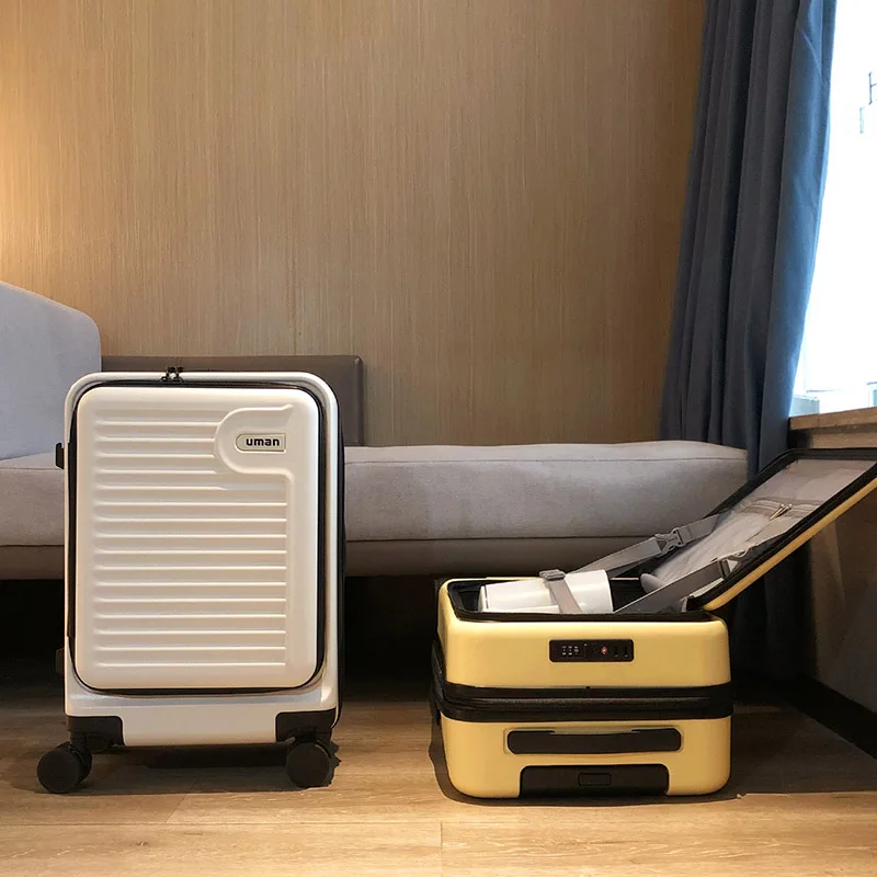 여성용 측면 개폐식 뚜껑 여행가방, 20인치 확장형 깊은 수납공간 여행용 기내용 캐리어, 신입생용 손잡이 여행가방