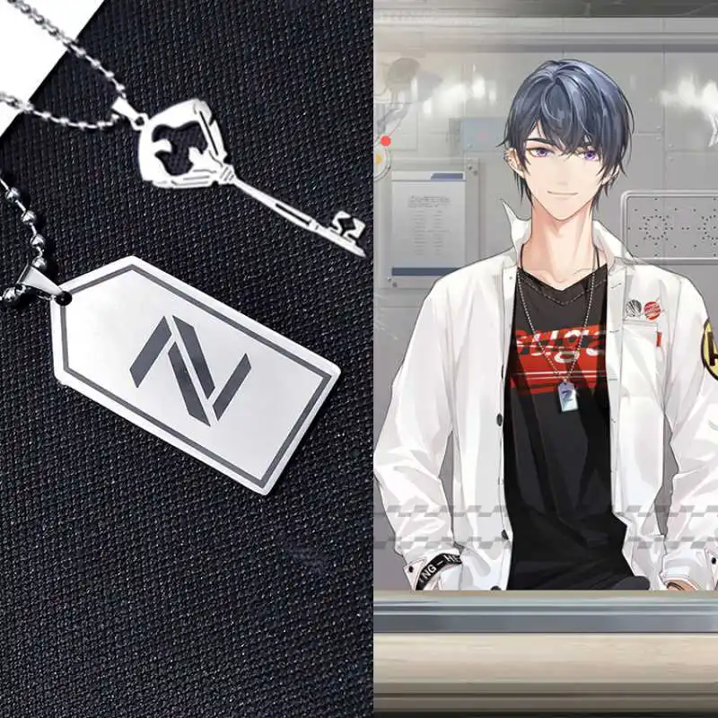 Trend Anime Love Game Tears of Themis Necklace Cosplay Marius Luke Raven Libra Same 60cm Necklaces Pendant Standing Sign Pendant