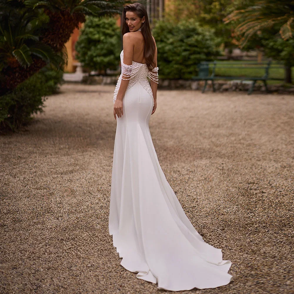 Customized Exquisite Lace WeddingDress High Neck Long Sleeve Sweep Train Ball Gown Bride Robe De Mariee Customized Vestidos
