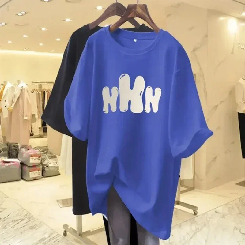 

Women's Cartoon Printed T-shirt Summer O-neck Short Sleeve Pure Cotton Tops Loose Basics Pullovers