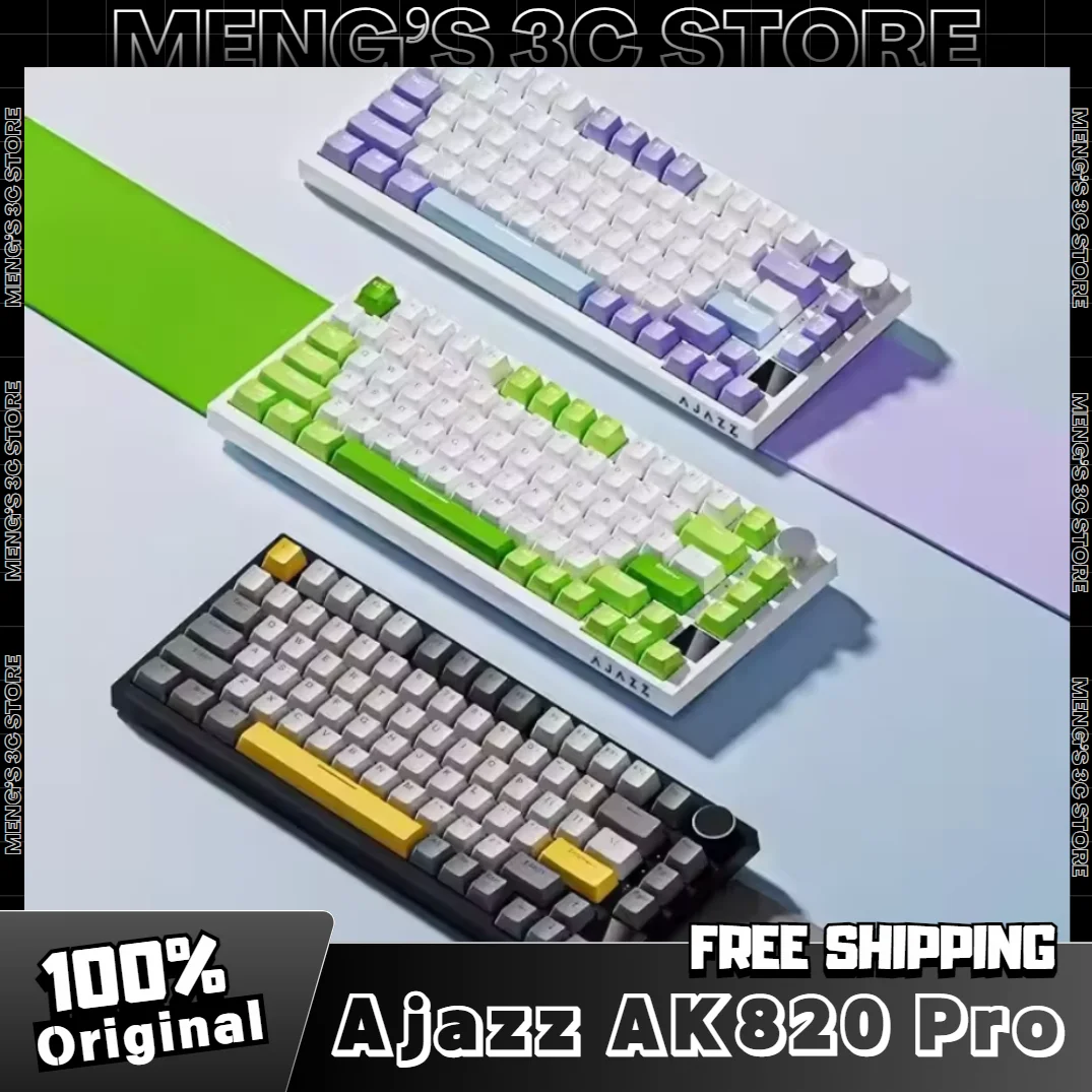 

Ajazz AK820 /AK820PRO Gaming Mechanical Keyboard Wired Bluetooth 2.4GHz Wireless Gamer Keyboard 82 Keys Customized Hot Swap Gift