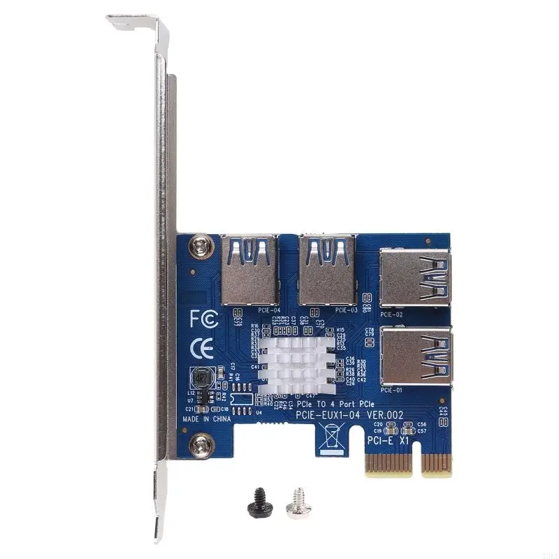 T3EE PCI-e to PCIE PCI-express Adapter 1x to 16x Mining Riser Card 1 to 4 USB Multiplier for BTC Miner