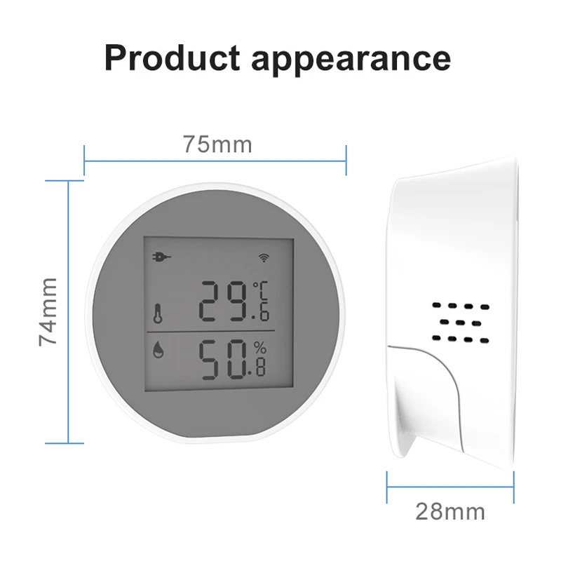 Sensor de temperatura inteligente con WiFi para interiores, higrómetro, termómetro con pantalla LCD, compatible con Alexa y Google Home, Tuya