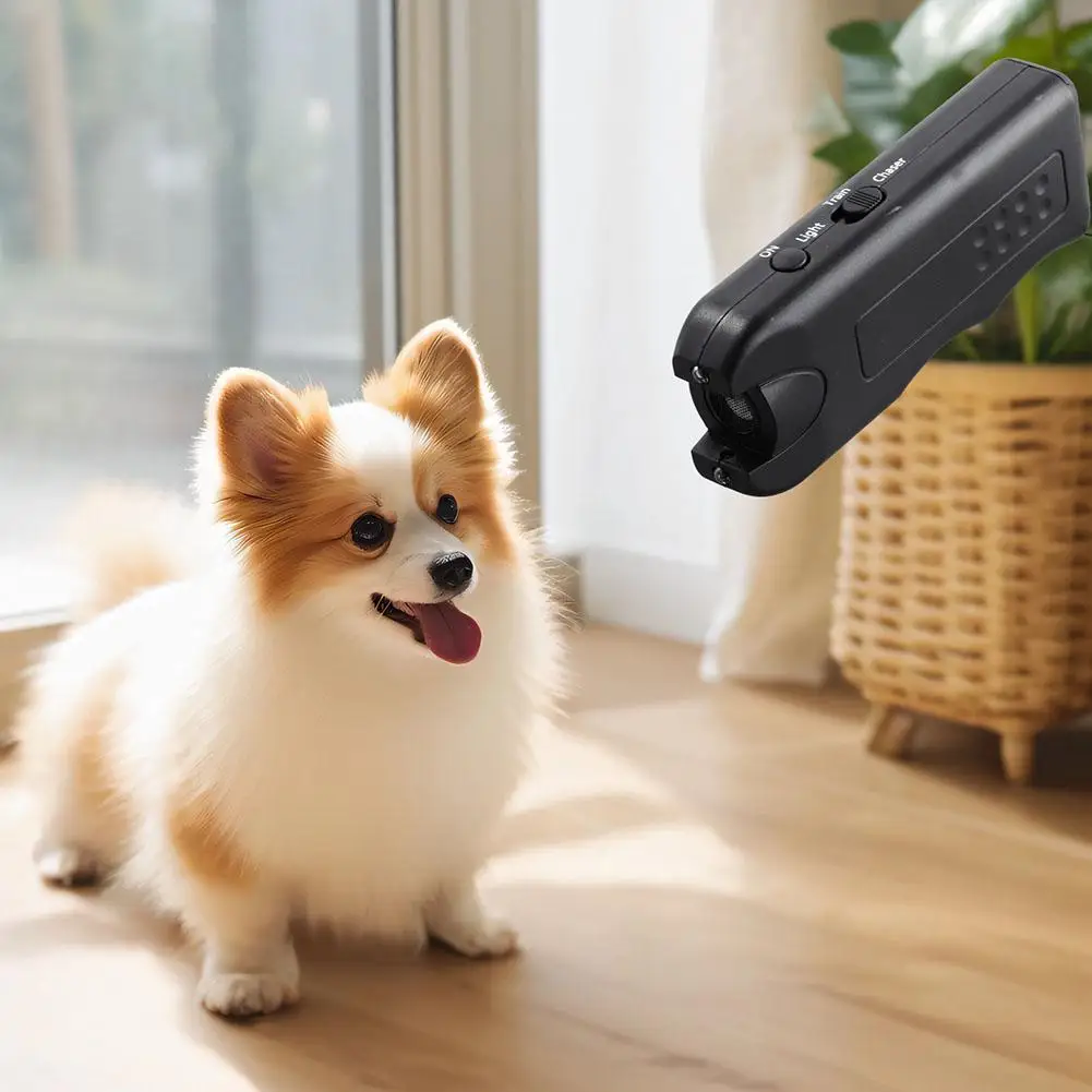 Ultrasonic Anti Barking Device Portable Dog Bark Suppressor Handheld Repeller Trainer With LED Light Battery Powered For Outdoor