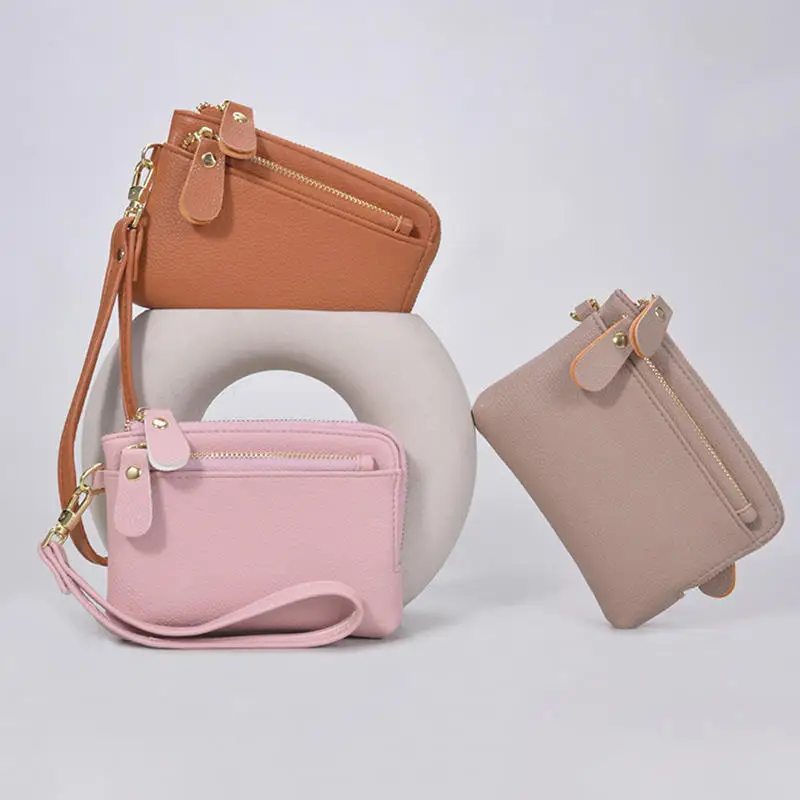 

Vintage Double Fold PU Leather Short Wallet With Zipper Coin Pocket Multiple Card Slots And Wrist Band Casual Portable Card Clip