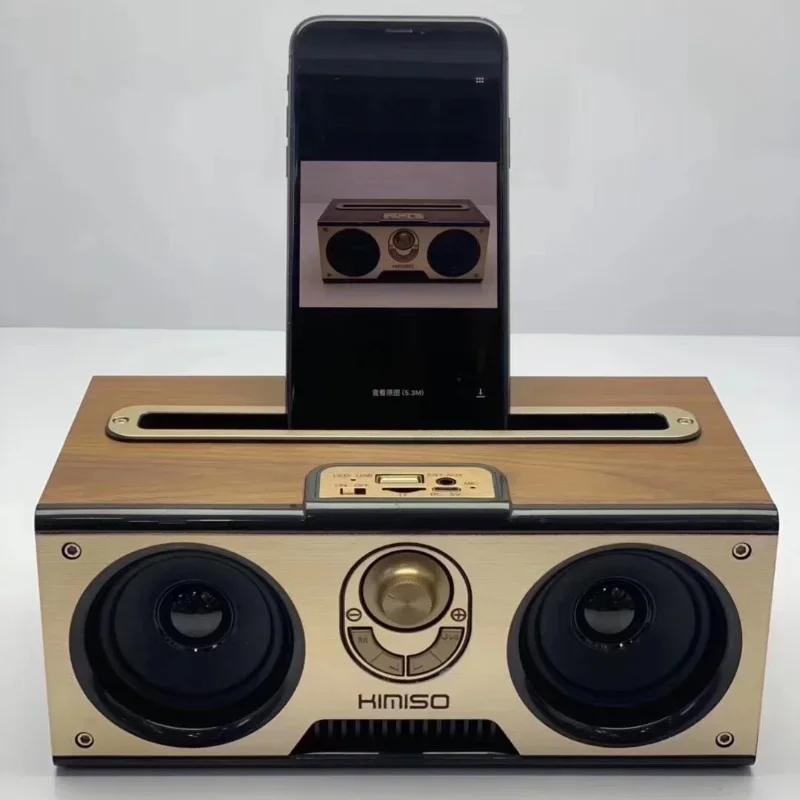 

KM7 Portable Classic FM Radio Caixa De Som High Volume Sound Column Wooden Wireless Bluetooth Speaker Outdoor Subwoofer USB/AUX