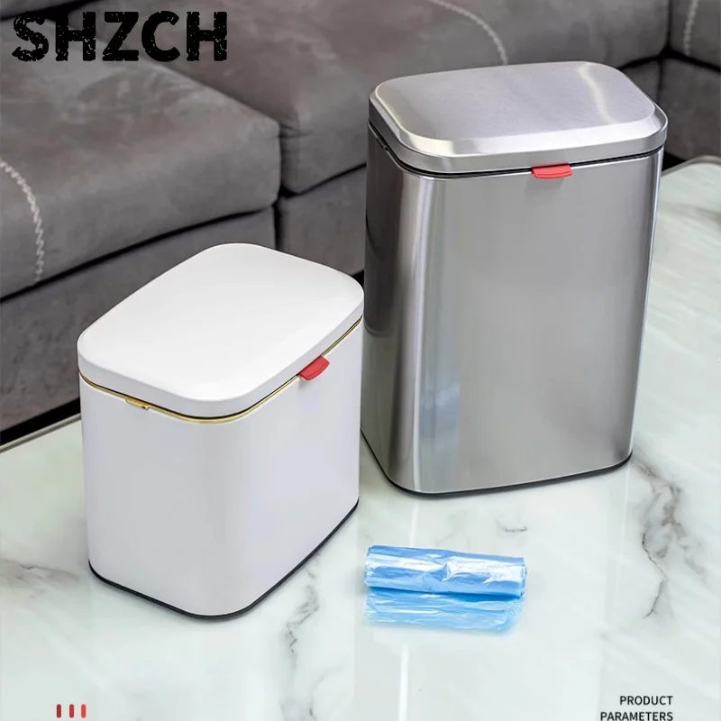 Stainless Steel Bathroom Trash Can  Odor-Proof Under-Cabinet Waste Bin  No-Drill Wall-Mounted Storage Bucket with Lid