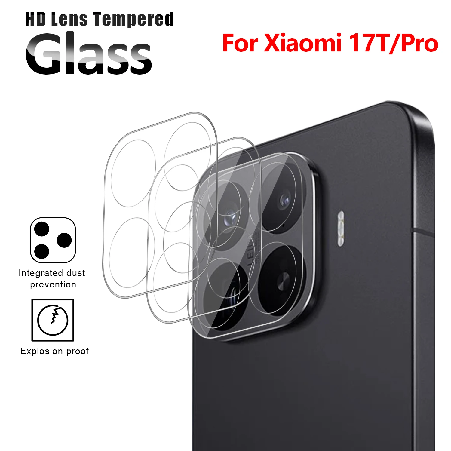 9H HD Clear Tempered Glass Camera Lens Protector For Xiaomi 17T / 17T Pro Anti Scratch Explosion-proof Lens Film 2Pcs