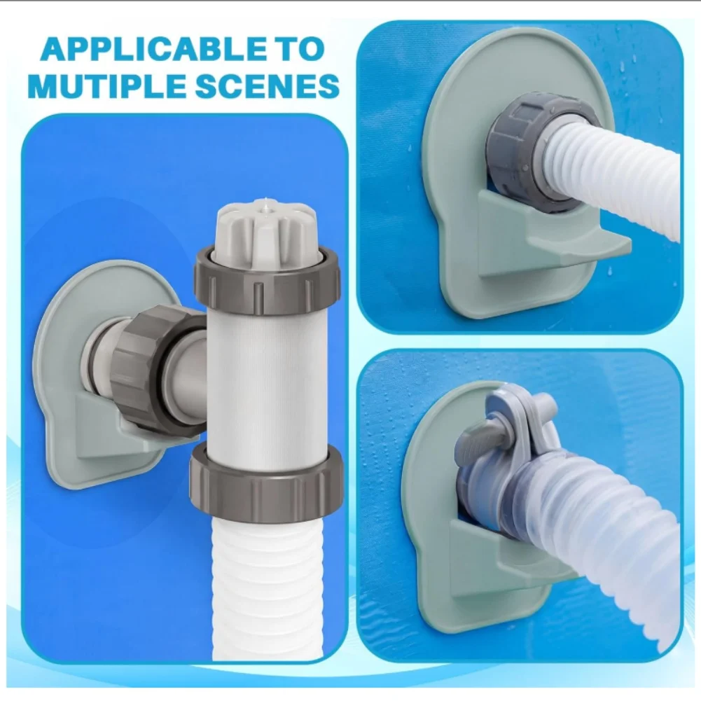 Pool Pipe Support Stand with Tape for Inflatable Pools 3.14 x 4.4 Inch Gray Plastic Hose Holder for 1 Inch Tubes