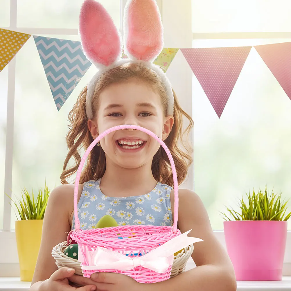 

5Pcs Woven Baskets Handles Unique Shape Flower Containers Bathroom Wedding Decor Flower Baskets for Weddings