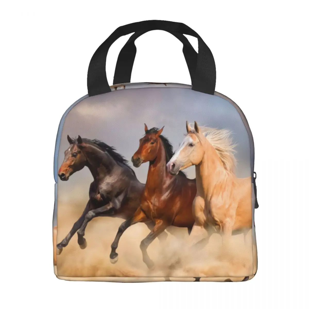 Custom Horse Lunch Bag Warm Cooler Insulated Lunch Boxes for Women Children School Work Picnic Food Tote Container