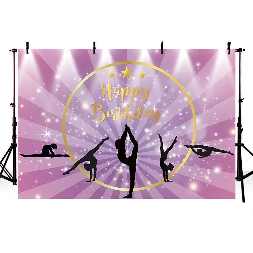 Mehofond Photography Background Gymnastics Girl Birthday Party Gymnasts Tumbling Flip Jump and Play Decor Backdrop Photo Studio