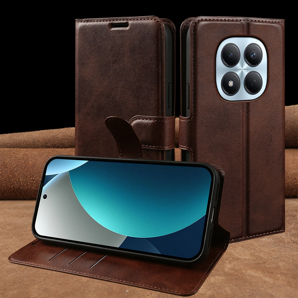 Calf Leather Flip Case For Xiaomi Redmi A7 Pro 4G 15A Note 13 14 15 Pro Plus 5G 14S 15C A5 14C K90 Turbo 5 Max Phone Cases Cover