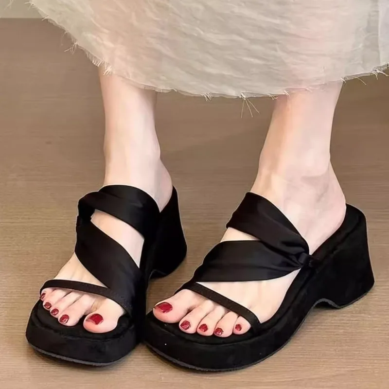 

Women Wedges Platform Slippers Summer High Heels Shoes New Heeled Sandals 2025 Fashion Chunky Slides Woman Pumps Sandalias Mujer