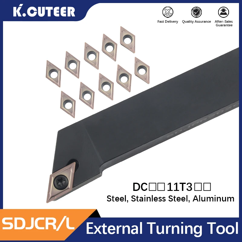 SDJCR/L1212H11 SDJCR1616H11 SDJCL2020K11 SDJCR2525H11 SDJCR3232P11External Turning Tool Holder DCMT Carbide Insert CNC Lathe Set