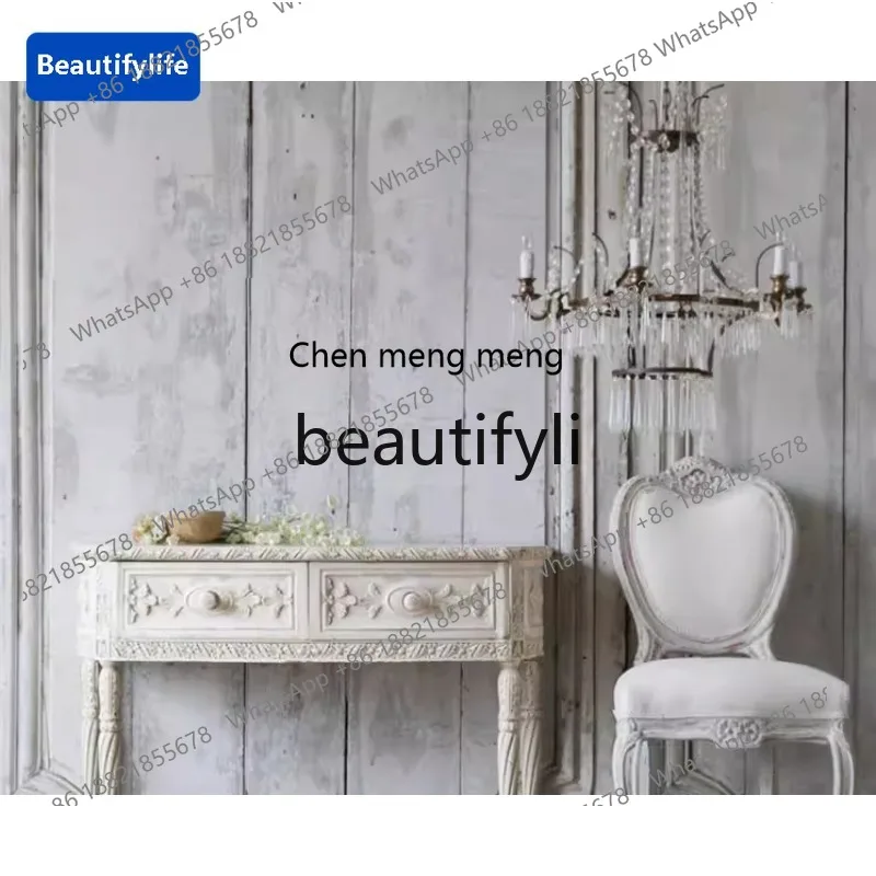 

cqy American retro solid wood porch French country living room foyer carved decorative cabinet