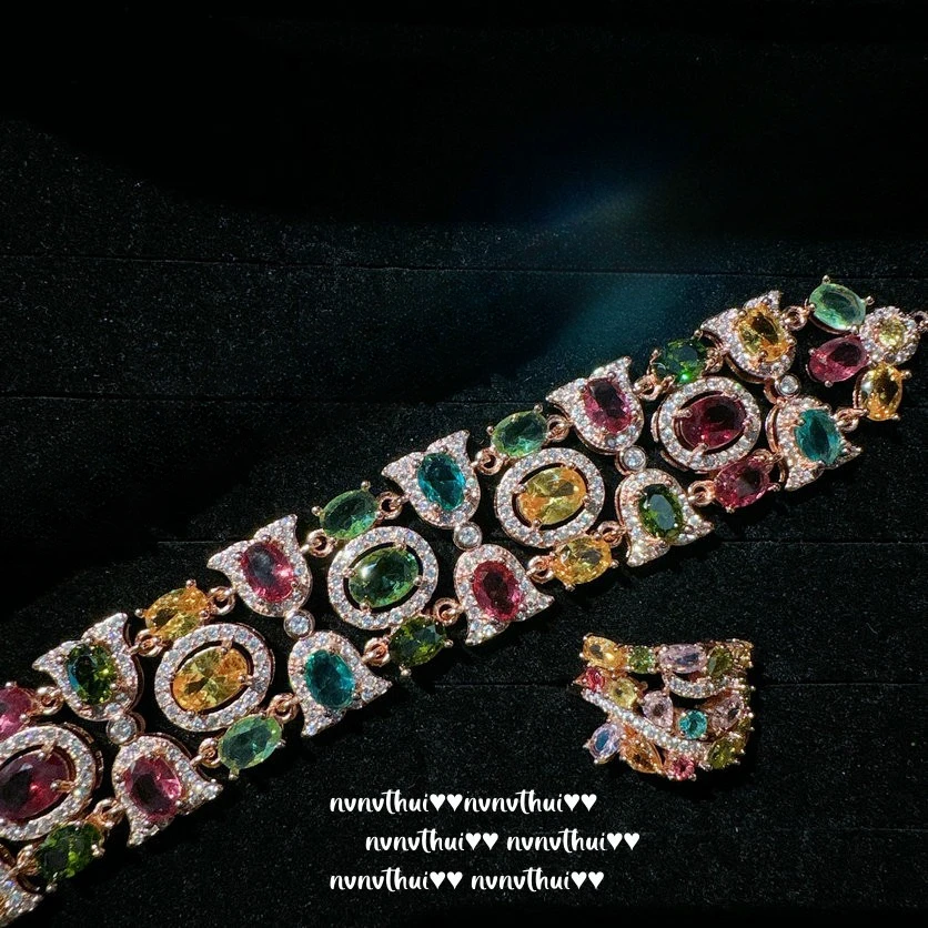 Luxury 18K Rose Gold Plated Multicolor Cubic Zirconia Set