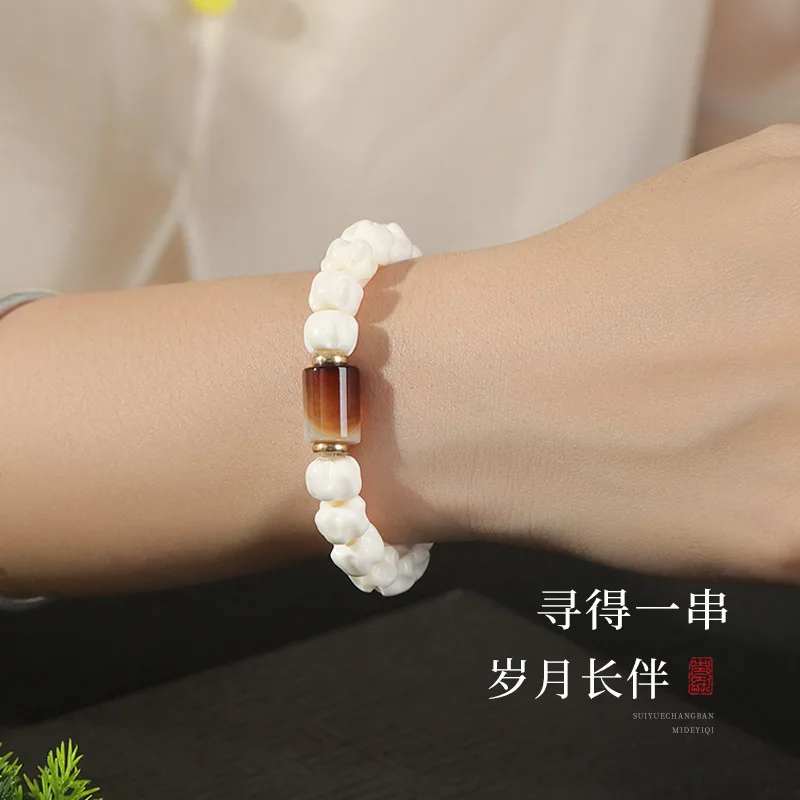 Xizang Yak Bone Hand String Vintage Ethnic Style Bodhi Tibetan Single Loop for Men and Women Buddha Beads Wen Play Accessories