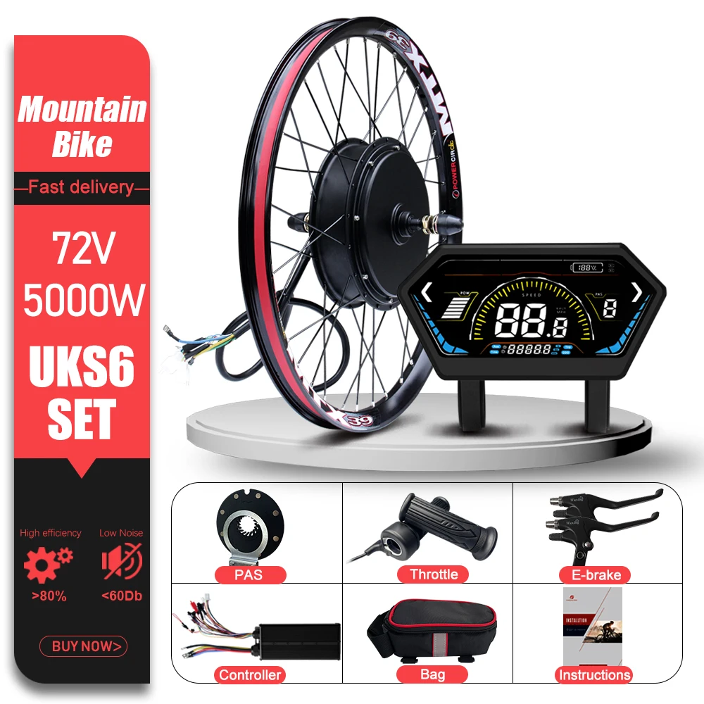 Ebike Conversie Kit 72V 5000W MTX39 Velg Achter Draaien Borstelloze Hub Motor Wiel Dropout 150mm Voor elektrische Fiets ﻿ Conversiekit