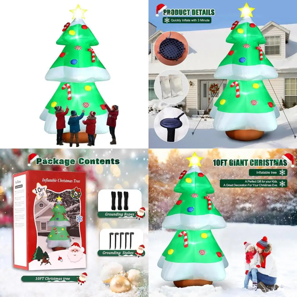 

Giant Outdoor LED Christmas Tree Inflatable with Star and Candy for Holiday Lawn Decor