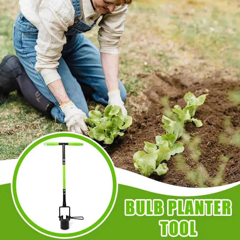 

Bulb Planter Tool Long Handled Transplanter Device For Crocus Non-Slip Ergonomic Handle Garden Digging Holes Tool For Weeding