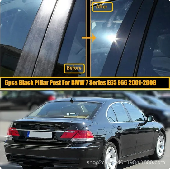 FOR BMW 7 Series E66 F03 F01 1998 2001 2022 Window Decoration Panel Black Center Pillar Sticker