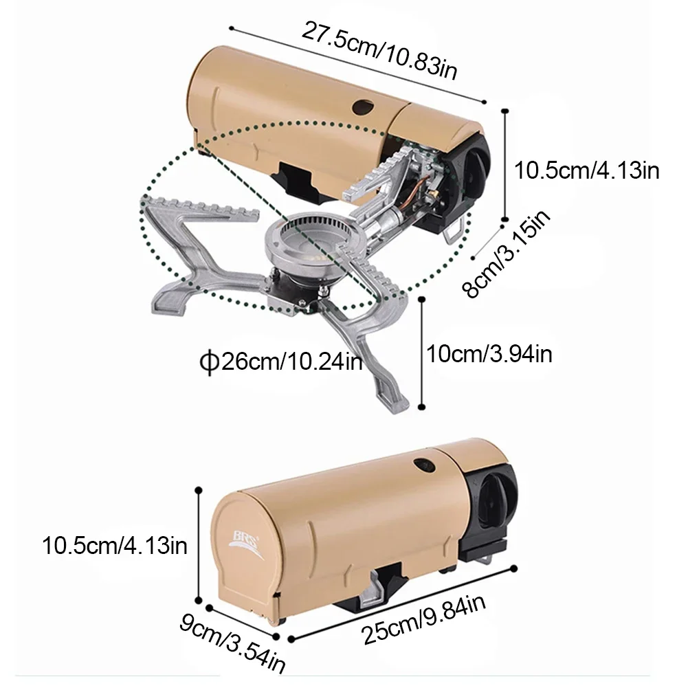 BRS Portable Outdoor Folding Cassette Stove Camping Butane High-Fire Integrated All-in-One Gas Stove Trekking Accessories